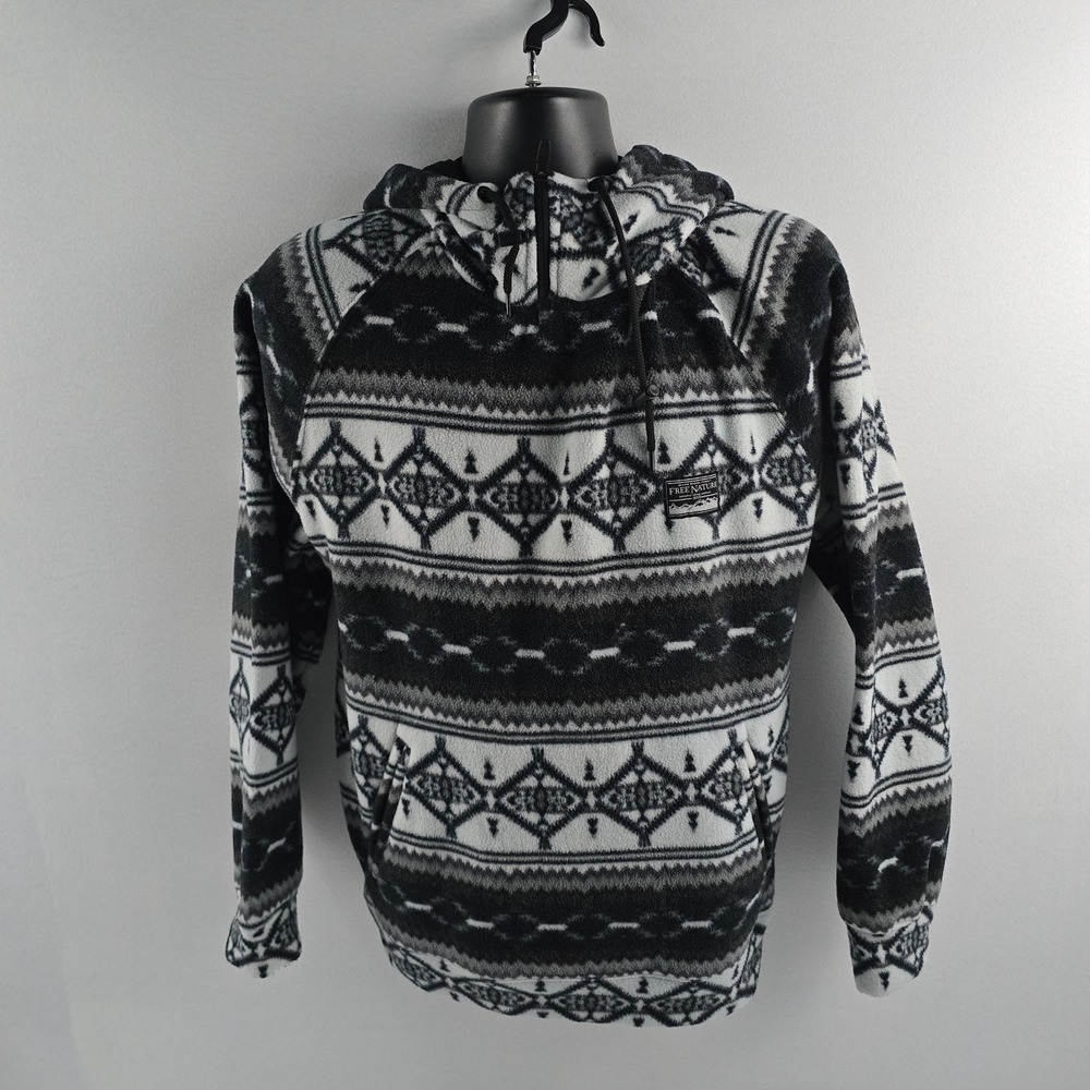 Free Nature NYC Fleece Hoodie 1/4 fleece‎ aztec western mens Small gray 5923